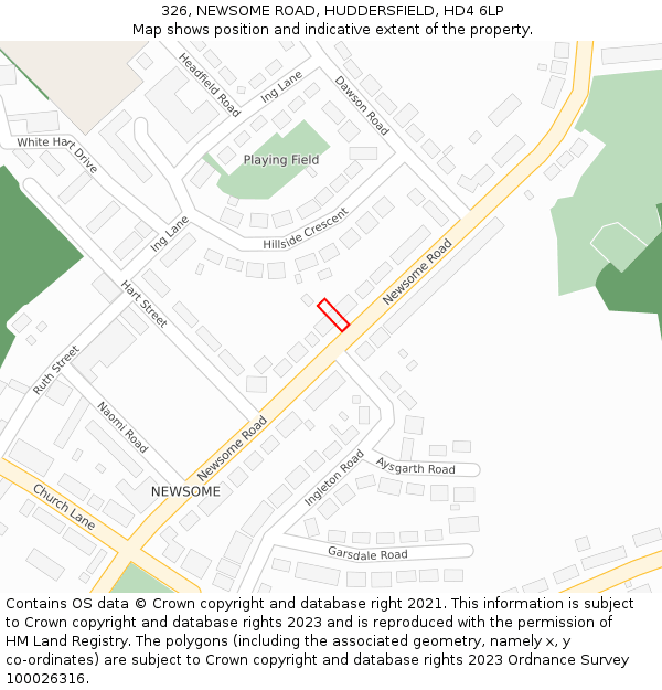 326, NEWSOME ROAD, HUDDERSFIELD, HD4 6LP: Location map and indicative extent of plot