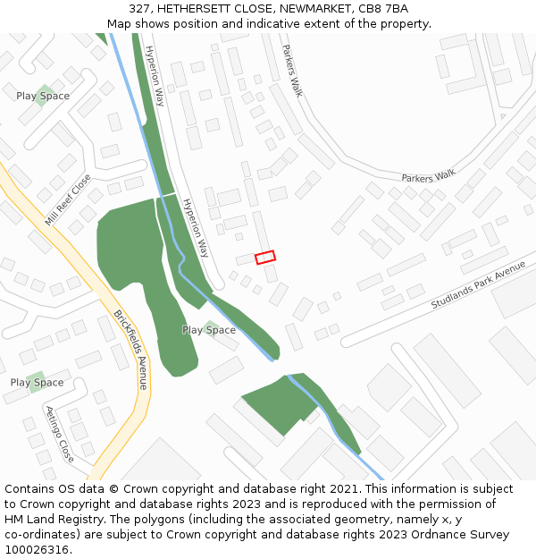 327, HETHERSETT CLOSE, NEWMARKET, CB8 7BA: Location map and indicative extent of plot