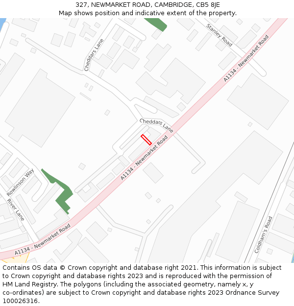 327, NEWMARKET ROAD, CAMBRIDGE, CB5 8JE: Location map and indicative extent of plot