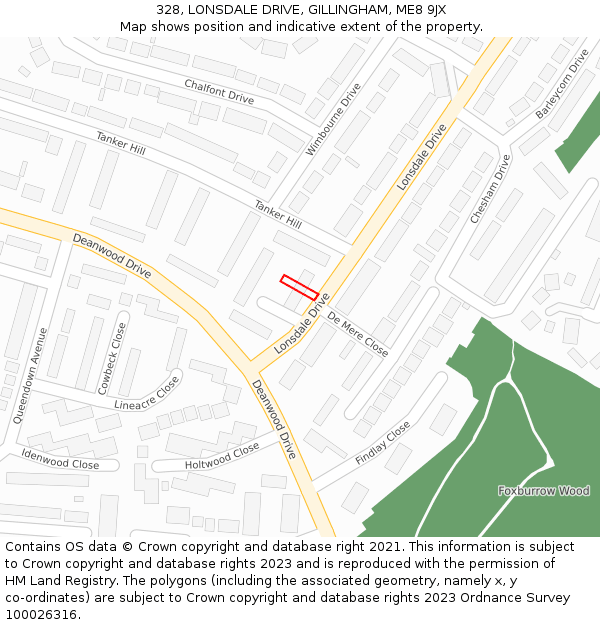 328, LONSDALE DRIVE, GILLINGHAM, ME8 9JX: Location map and indicative extent of plot
