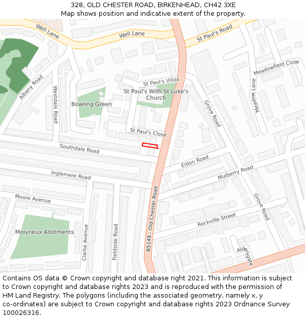 328, OLD CHESTER ROAD, BIRKENHEAD, CH42 3XE: Location map and indicative extent of plot