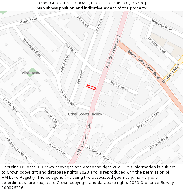 328A, GLOUCESTER ROAD, HORFIELD, BRISTOL, BS7 8TJ: Location map and indicative extent of plot