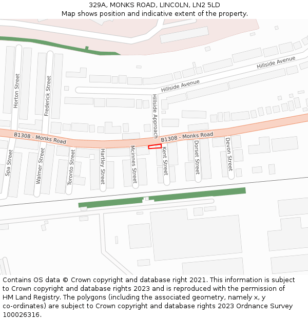 329A, MONKS ROAD, LINCOLN, LN2 5LD: Location map and indicative extent of plot