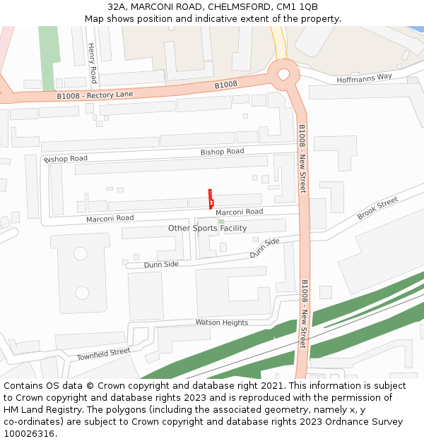 32A, MARCONI ROAD, CHELMSFORD, CM1 1QB: Location map and indicative extent of plot
