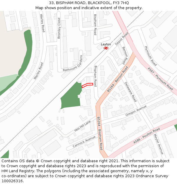 33, BISPHAM ROAD, BLACKPOOL, FY3 7HQ: Location map and indicative extent of plot