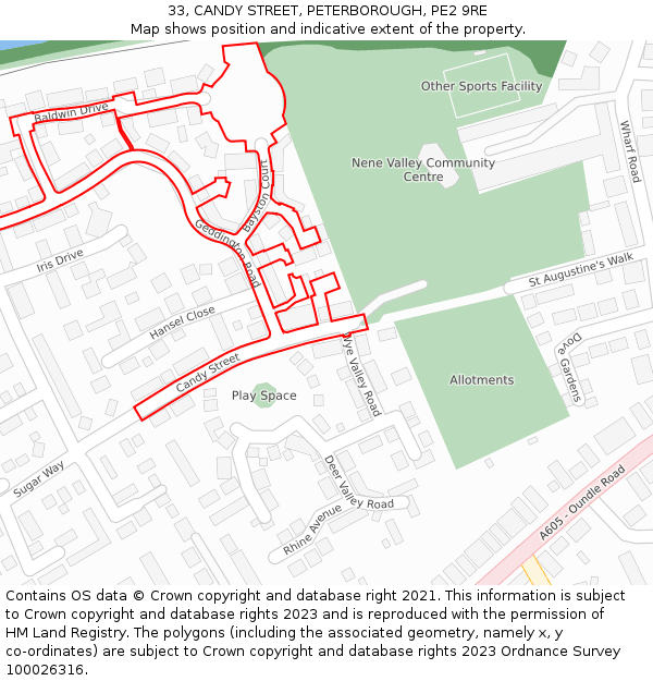33, CANDY STREET, PETERBOROUGH, PE2 9RE: Location map and indicative extent of plot