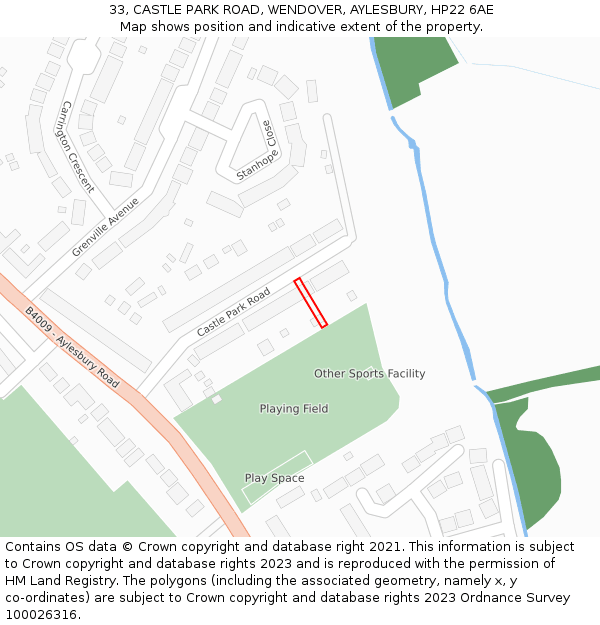 33, CASTLE PARK ROAD, WENDOVER, AYLESBURY, HP22 6AE: Location map and indicative extent of plot