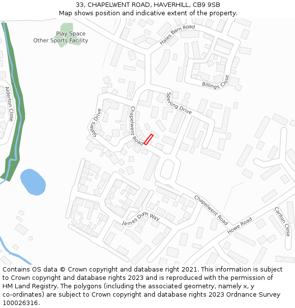 33, CHAPELWENT ROAD, HAVERHILL, CB9 9SB: Location map and indicative extent of plot