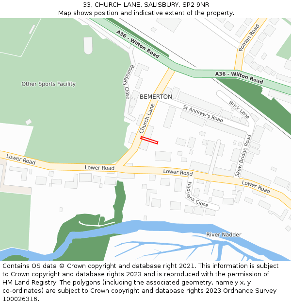 33, CHURCH LANE, SALISBURY, SP2 9NR: Location map and indicative extent of plot