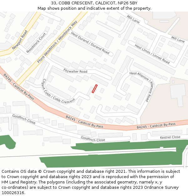 33, COBB CRESCENT, CALDICOT, NP26 5BY: Location map and indicative extent of plot