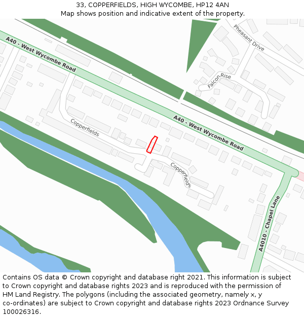 33, COPPERFIELDS, HIGH WYCOMBE, HP12 4AN: Location map and indicative extent of plot