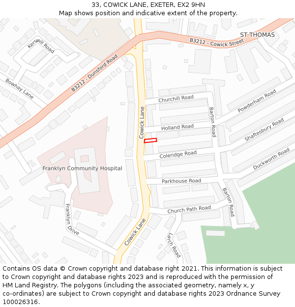 33, COWICK LANE, EXETER, EX2 9HN: Location map and indicative extent of plot
