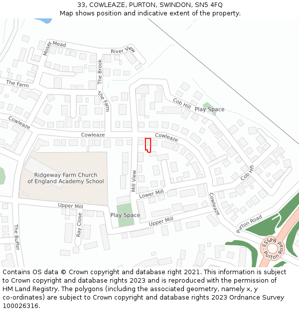 33, COWLEAZE, PURTON, SWINDON, SN5 4FQ: Location map and indicative extent of plot