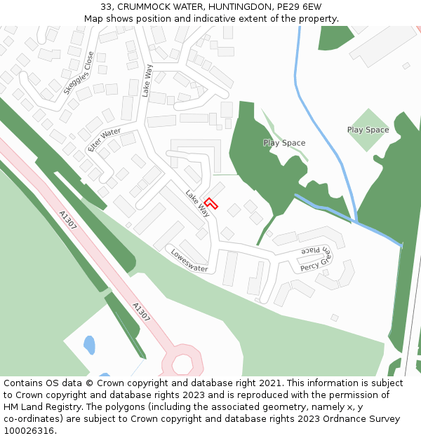 33, CRUMMOCK WATER, HUNTINGDON, PE29 6EW: Location map and indicative extent of plot