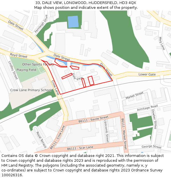 33, DALE VIEW, LONGWOOD, HUDDERSFIELD, HD3 4QX: Location map and indicative extent of plot