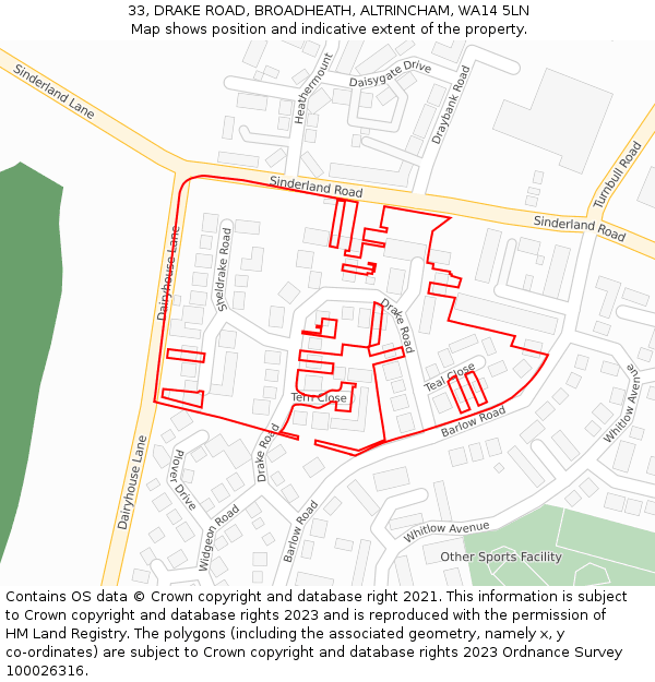 33, DRAKE ROAD, BROADHEATH, ALTRINCHAM, WA14 5LN: Location map and indicative extent of plot