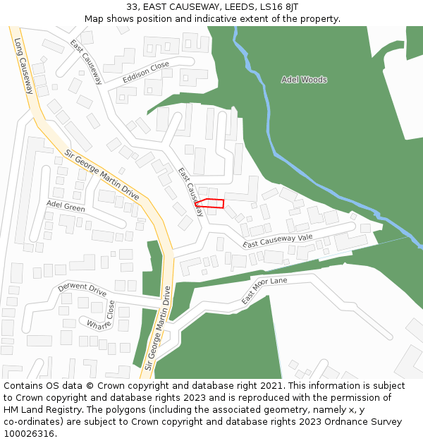 33, EAST CAUSEWAY, LEEDS, LS16 8JT: Location map and indicative extent of plot