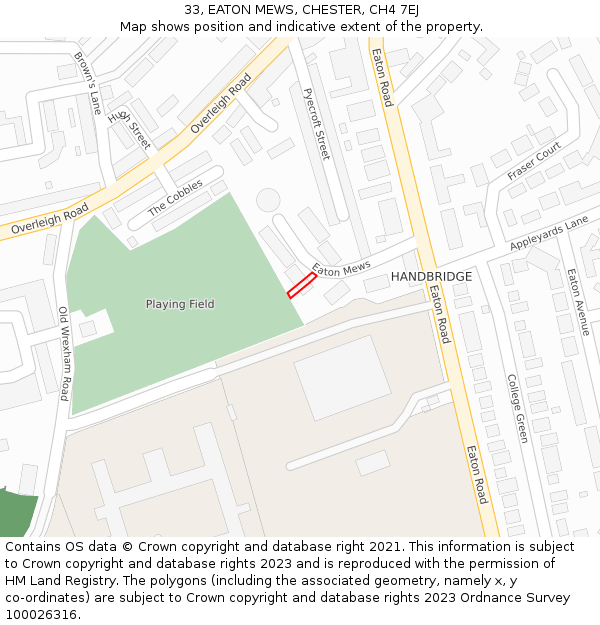 33, EATON MEWS, CHESTER, CH4 7EJ: Location map and indicative extent of plot