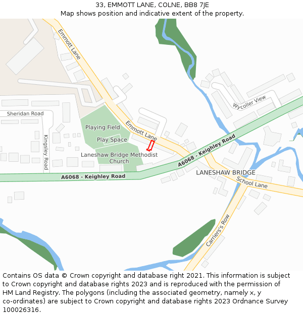 33, EMMOTT LANE, COLNE, BB8 7JE: Location map and indicative extent of plot