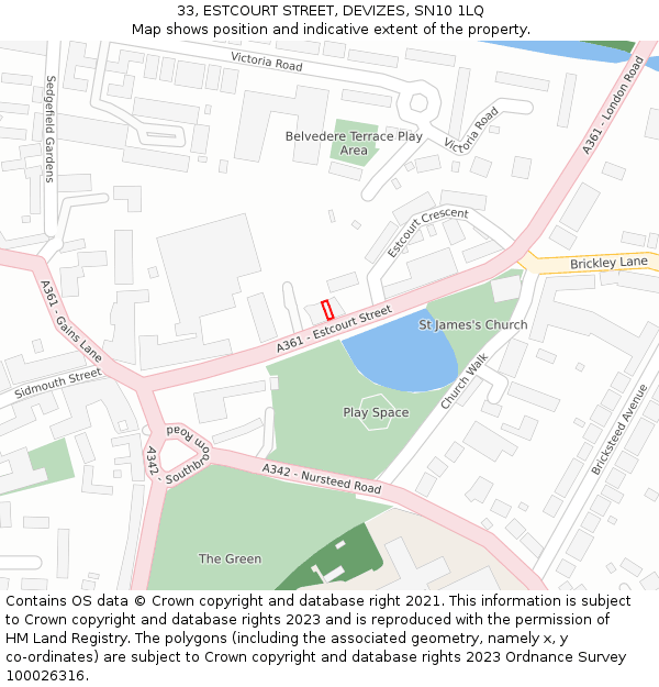 33, ESTCOURT STREET, DEVIZES, SN10 1LQ: Location map and indicative extent of plot