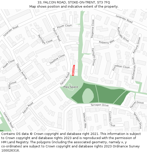 33, FALCON ROAD, STOKE-ON-TRENT, ST3 7FQ: Location map and indicative extent of plot
