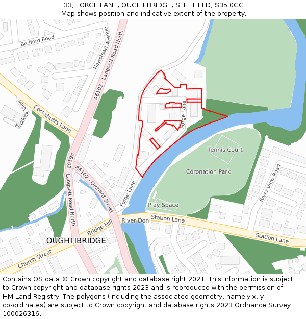33, FORGE LANE, OUGHTIBRIDGE, SHEFFIELD, S35 0GG: Location map and indicative extent of plot