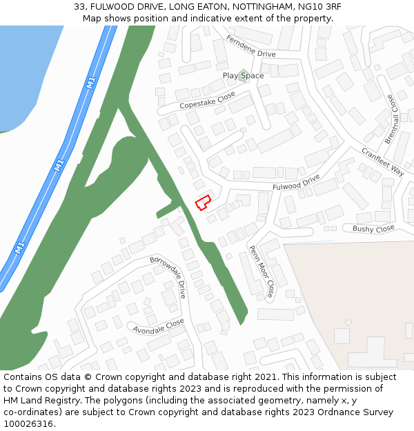 33, FULWOOD DRIVE, LONG EATON, NOTTINGHAM, NG10 3RF: Location map and indicative extent of plot