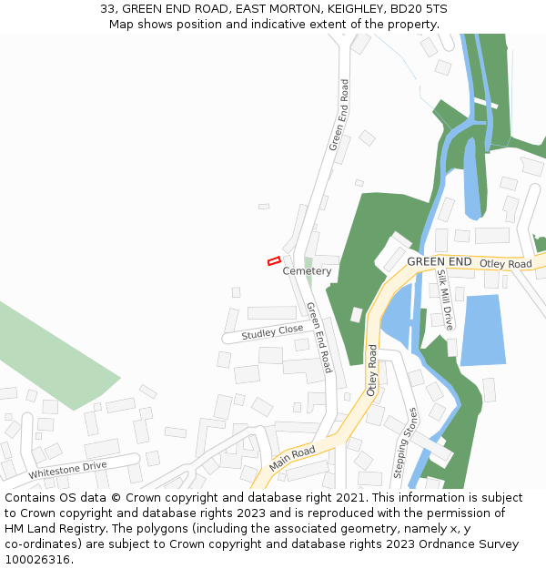 33, GREEN END ROAD, EAST MORTON, KEIGHLEY, BD20 5TS: Location map and indicative extent of plot