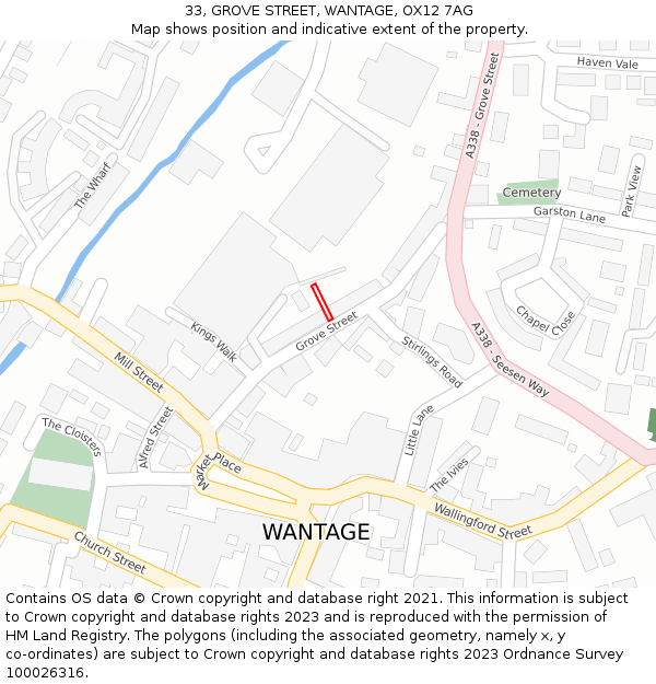 33, GROVE STREET, WANTAGE, OX12 7AG: Location map and indicative extent of plot