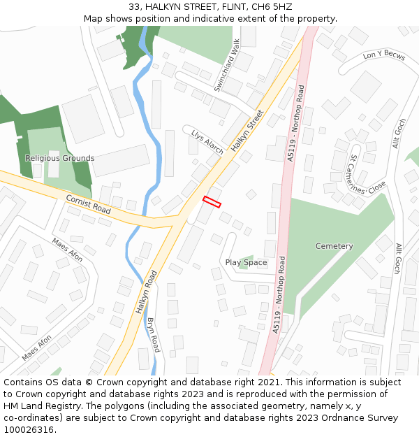 33, HALKYN STREET, FLINT, CH6 5HZ: Location map and indicative extent of plot