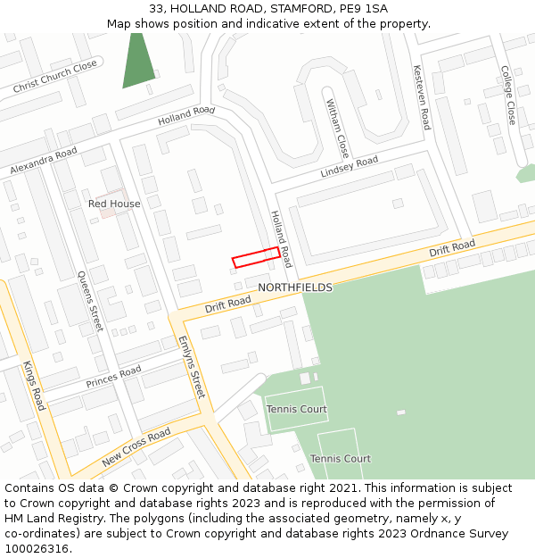 33, HOLLAND ROAD, STAMFORD, PE9 1SA: Location map and indicative extent of plot