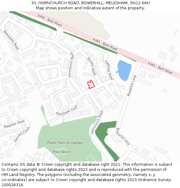 33, HORNCHURCH ROAD, BOWERHILL, MELKSHAM, SN12 6AH: Location map and indicative extent of plot