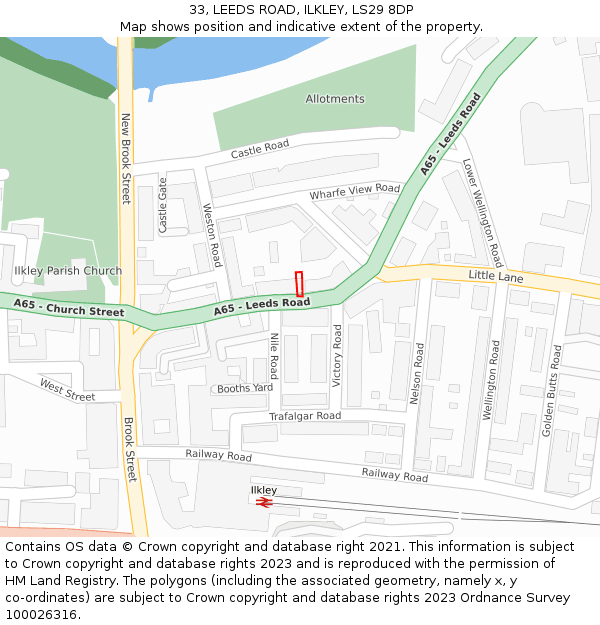 33, LEEDS ROAD, ILKLEY, LS29 8DP: Location map and indicative extent of plot