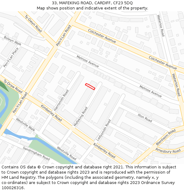 33, MAFEKING ROAD, CARDIFF, CF23 5DQ: Location map and indicative extent of plot