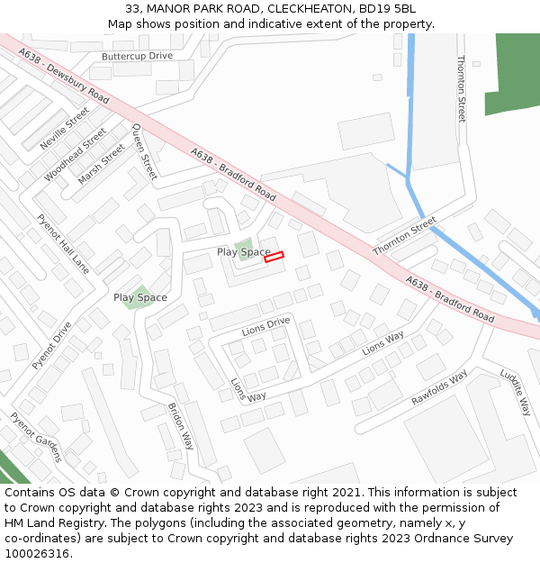33, MANOR PARK ROAD, CLECKHEATON, BD19 5BL: Location map and indicative extent of plot