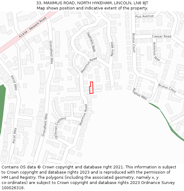 33, MAXIMUS ROAD, NORTH HYKEHAM, LINCOLN, LN6 8JT: Location map and indicative extent of plot