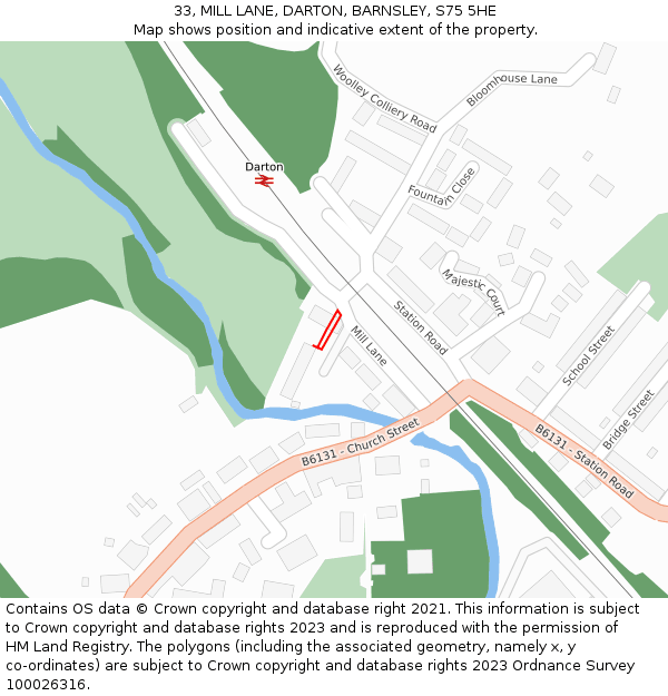 33, MILL LANE, DARTON, BARNSLEY, S75 5HE: Location map and indicative extent of plot
