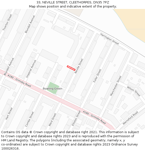 33, NEVILLE STREET, CLEETHORPES, DN35 7PZ: Location map and indicative extent of plot