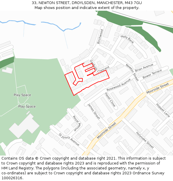 33, NEWTON STREET, DROYLSDEN, MANCHESTER, M43 7GU: Location map and indicative extent of plot