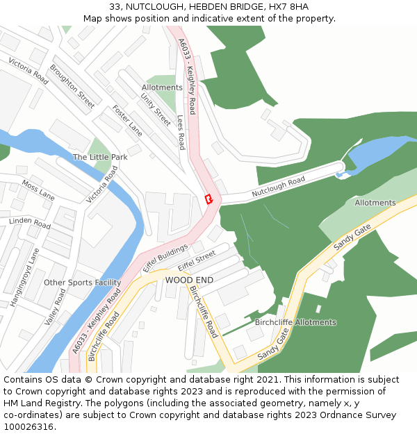 33, NUTCLOUGH, HEBDEN BRIDGE, HX7 8HA: Location map and indicative extent of plot