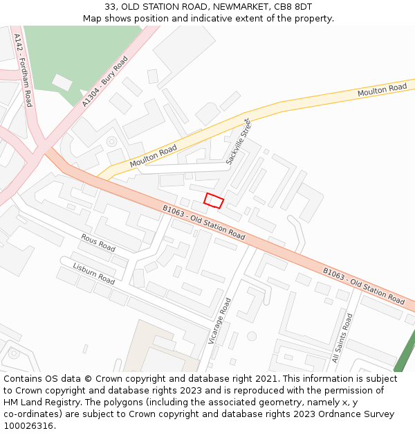 33, OLD STATION ROAD, NEWMARKET, CB8 8DT: Location map and indicative extent of plot