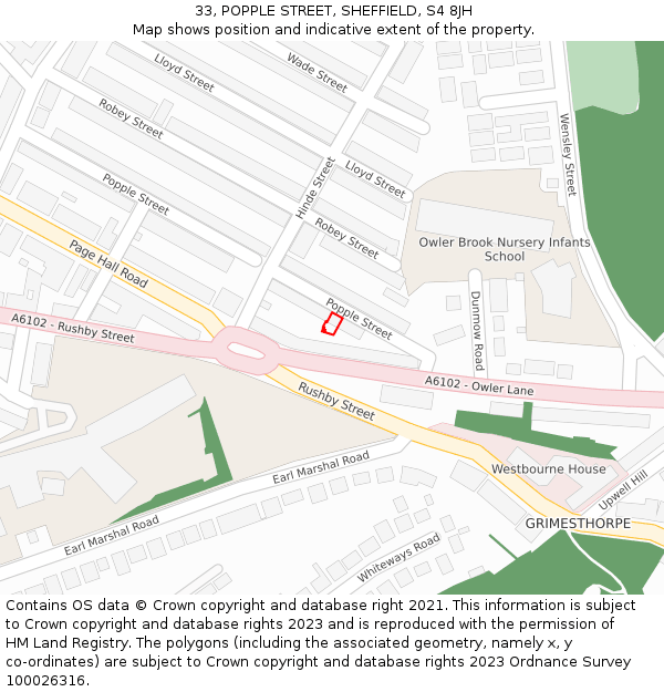 33, POPPLE STREET, SHEFFIELD, S4 8JH: Location map and indicative extent of plot