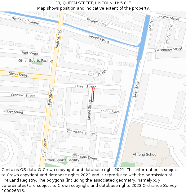33, QUEEN STREET, LINCOLN, LN5 8LB: Location map and indicative extent of plot