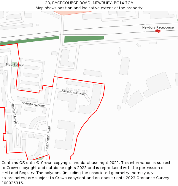 33, RACECOURSE ROAD, NEWBURY, RG14 7GA: Location map and indicative extent of plot