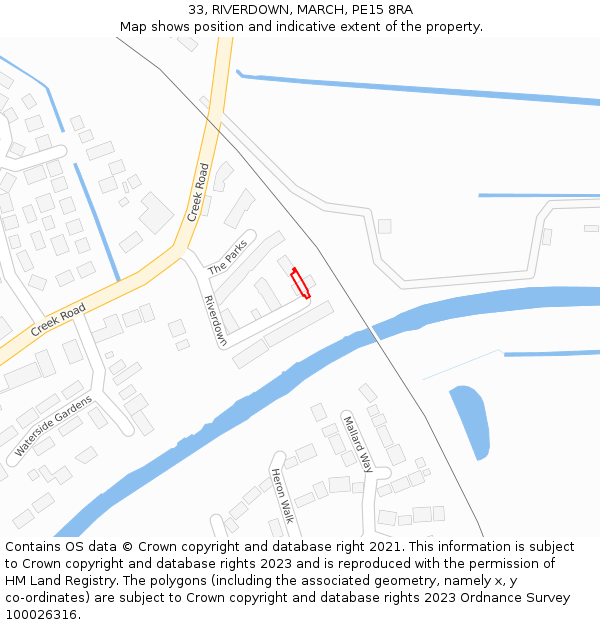 33, RIVERDOWN, MARCH, PE15 8RA: Location map and indicative extent of plot