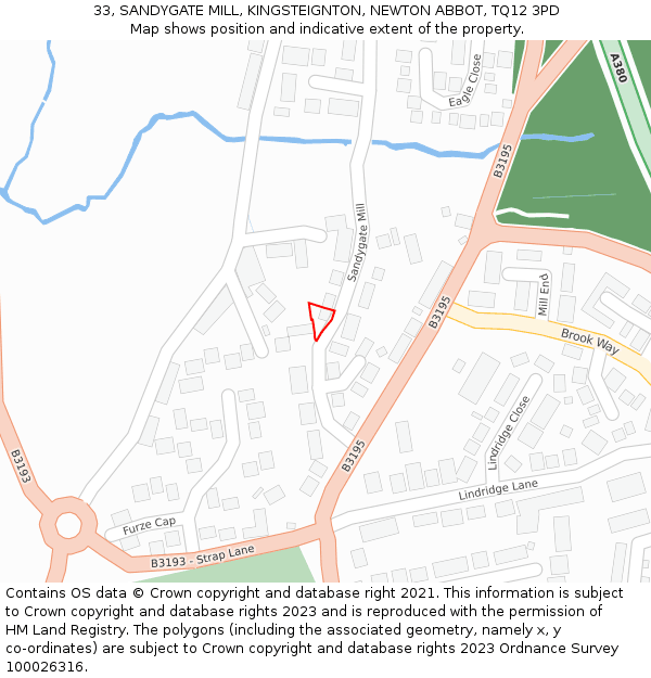 33, SANDYGATE MILL, KINGSTEIGNTON, NEWTON ABBOT, TQ12 3PD: Location map and indicative extent of plot