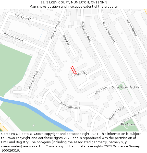 33, SILKEN COURT, NUNEATON, CV11 5NN: Location map and indicative extent of plot