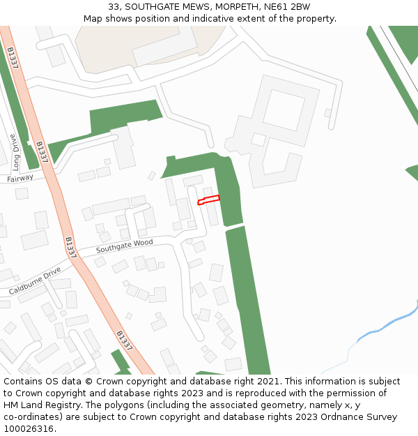 33, SOUTHGATE MEWS, MORPETH, NE61 2BW: Location map and indicative extent of plot