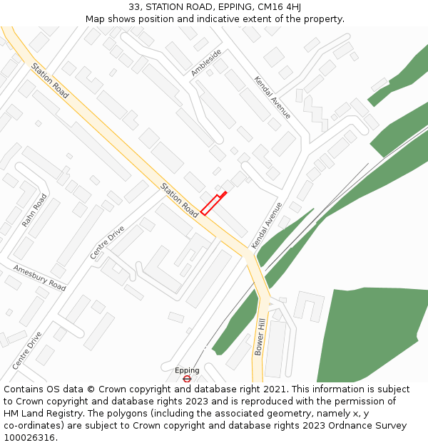 33, STATION ROAD, EPPING, CM16 4HJ: Location map and indicative extent of plot