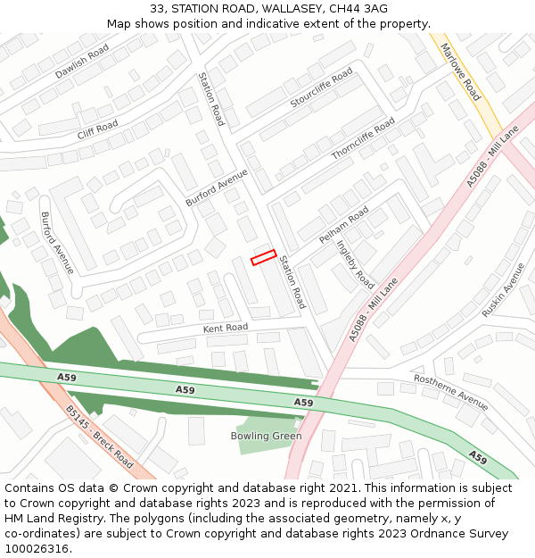 33, STATION ROAD, WALLASEY, CH44 3AG: Location map and indicative extent of plot